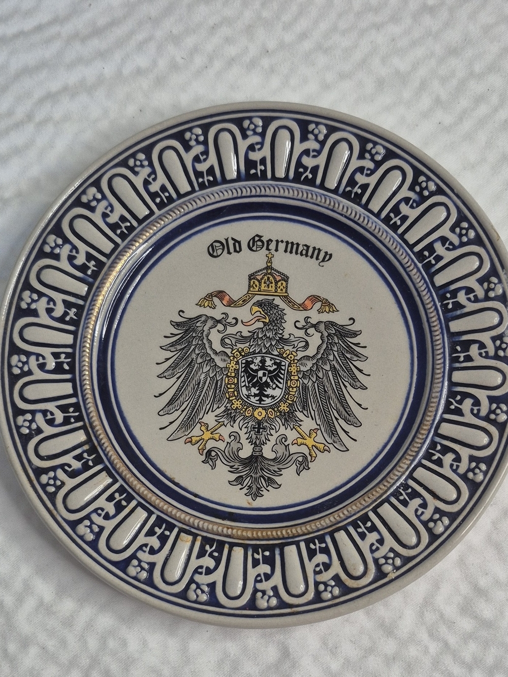 Gerz Old Germany Coat of Arms Decorative Plate Blue/White Ceramic 6" Germany